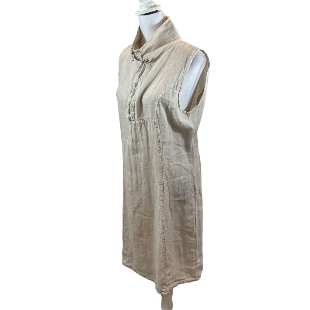 Ladies Lina Tomei Ivory Linen Sleeveless Knee Length Dress Size Large
